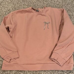 a new day Pink Crewneck sweatshirt  with Bow Detail